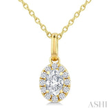 1/4 Ctw Oval and Round Cut Diamond Fashion Halo Pendant With Chain in 14K Yellow Gold