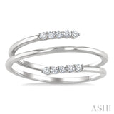 1/6 Ctw Split Double Spring Coil Round Cut Diamond Open Fashion Ring in 10K White Gold