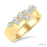 3/4 Ctw Mixed Diamond Cut Fashion Cigar Band in 14K Yellow Gold