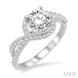 1/3 Ctw Round Cut Diamond Semi-Mount Engagement Ring in 14K White Gold