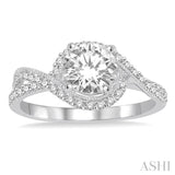 1/3 Ctw Round Cut Diamond Semi-Mount Engagement Ring in 14K White Gold