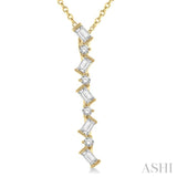 1/3 Ctw Zig-Zag Baguette and Round Cut Diamond Pendant With Chain in 14K Yellow Gold