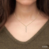 1/3 Ctw Zig-Zag Baguette and Round Cut Diamond Pendant With Chain in 14K Yellow Gold