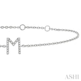 1/20 Ctw Initial 'M' Round Cut Diamond Bracelet in 10K White Gold