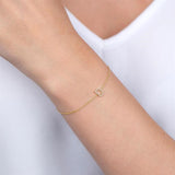 1/20 Ctw Initial 'M' Round Cut Diamond Bracelet in 10K White Gold