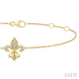 1/20 Ctw Petite Fleur De Lis Round Cut Diamond Fashion Bracelet in 10K Yellow Gold