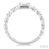 1/4 Ctw Fusion Baguette and Round Cut Diamond Curb & Cuban Link Fashion Ring in 14K White Gold