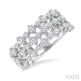 1 1/2 Ctw Triple Row Round Cut Diamond Fashion Band in 14K White Gold