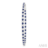 2.1 MM Sapphire and Alternating 2 1/2 Ctw Round Cut Inside-Out Diamond Precious Hoop Earrings in 14K White Gold