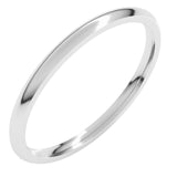 14K White Gold 1.5 mm Lightweight Comfort-Fit Half Round Band Size 6.5