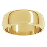 14K Yellow Gold 7 mm Half Round Band Size 11.5
