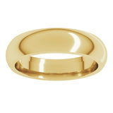 18K Yellow Gold 5 mm Comfort-Fit Half Round Band Size 7.5
