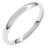 10K White Gold 2 mm Lightweight Comfort-Fit Half Round Band Size 5.5