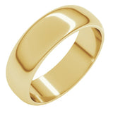 10K Yellow Gold 6 mm Half Round Band Size 12