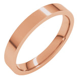 14K Rose Gold 3 mm Flat Comfort Fit Light Band Size 8