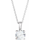 14K White Gold 1/2 CT Natural Diamond 16-18" Necklace