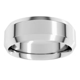 10K White Gold 7 mm Beveled-Edge Comfort-Fit Flat Band Size 9.5