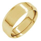 14K Yellow Gold 7 mm Beveled-Edge Comfort-Fit Flat Band Size 11