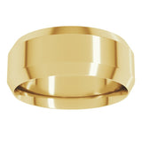14K Yellow Gold 8 mm Beveled-Edge Comfort-Fit Flat Band Size 10.5