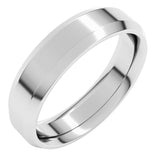 14K White Gold 5 mm Beveled-Edge Comfort-Fit Flat Band Size 10