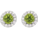 14K White Gold 4.5 mm Natural Peridot & 1/4 CTW Natural Diamond Earrings