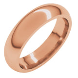 14K Rose Gold 5 mm Comfort-Fit Half Round Band Size 6.5
