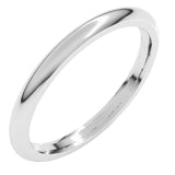 10K White Gold 2 mm Comfort-Fit Half Round Band Size 7