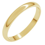 14K Yellow Gold 2.5 mm Lightweight Half Round Band Size 8.5
