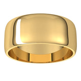 14K Yellow Gold 8 mm Lightweight Half Round Band Size 16.5
