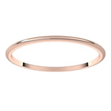 14K Rose Gold 1 mm Lightweight Half Round Band Size 6
