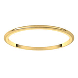 14K Yellow Gold 1 mm Lightweight Half Round Band Size 7.5