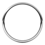 14K White Gold 1 mm Lightweight Half Round Band Size 7