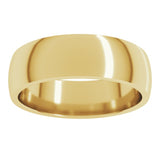 14K Yellow Gold 6 mm Lightweight Comfort-Fit Half Round Band Size 6.5