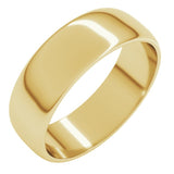 14K Yellow Gold 6 mm Lightweight Half Round Band Size 12.5