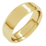 14K Yellow Gold 6 mm Beveled-Edge Comfort-Fit Flat Band Size 6