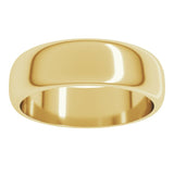 10K Yellow Gold 6 mm Half Round Band Size 13.5