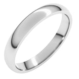 10K White Gold 3 mm Lightweight Comfort-Fit Half Round Band Size 5