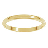10K Yellow Gold 2 mm Lightweight Half Round Band Size 5.5