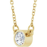 14K Yellow Gold Stuller Lab-Grown Moissanite Solitaire 18" Necklace