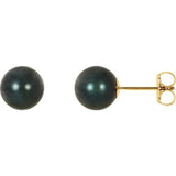 14K Yellow Gold 7 mm Cultured Black Akoya Pearl Earrings