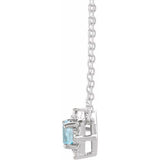 Sterling Silver Natural Sky Blue Topaz & .04 CTW Natural Diamond Halo-Style 18" Necklace