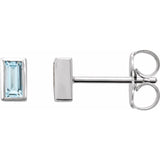 14K White Gold Natural Sky Blue Topaz Bezel-Set Earrings