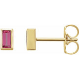 14K Yellow Gold Natural Pink Tourmaline Bezel-Set Earrings