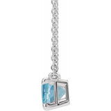 Platinum Natural Aquamarine 18" Necklace