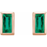 14K Yellow Gold Natural Emerald Bezel-Set Earrings