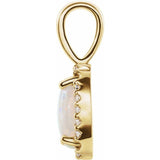 14K Yellow Gold Natural White Opal & .04 CTW Natural Diamond Halo-Style Pendant