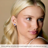 14K White Gold 4 mm Natural Tanzanite & 1/10 CTW Natural Diamond Earrings
