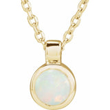 14K Yellow Gold Natural White Opal Bezel-Set 16-18" Necklace
