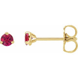 14K Yellow Gold 3 mm Natural Ruby Earrings