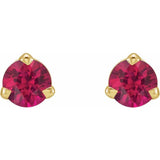 14K Yellow Gold 3 mm Natural Ruby Earrings